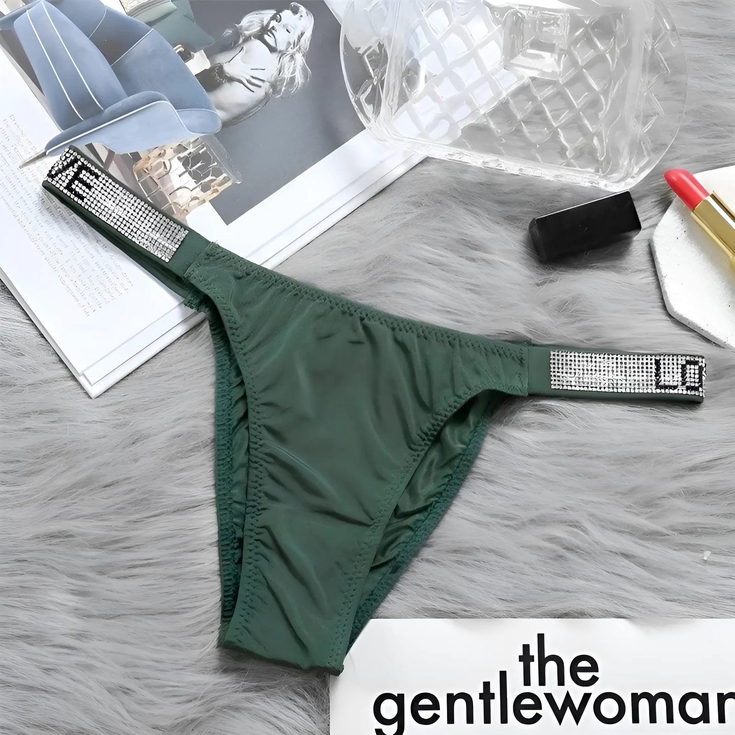 Vert String de lingerie LOVE pour femmes