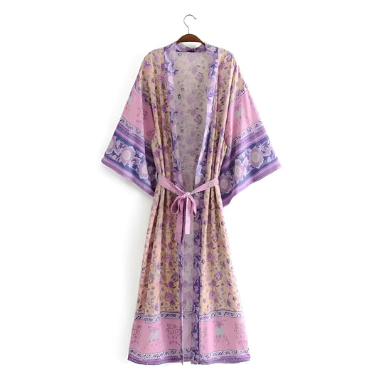 Violet Long kimono de plage boho