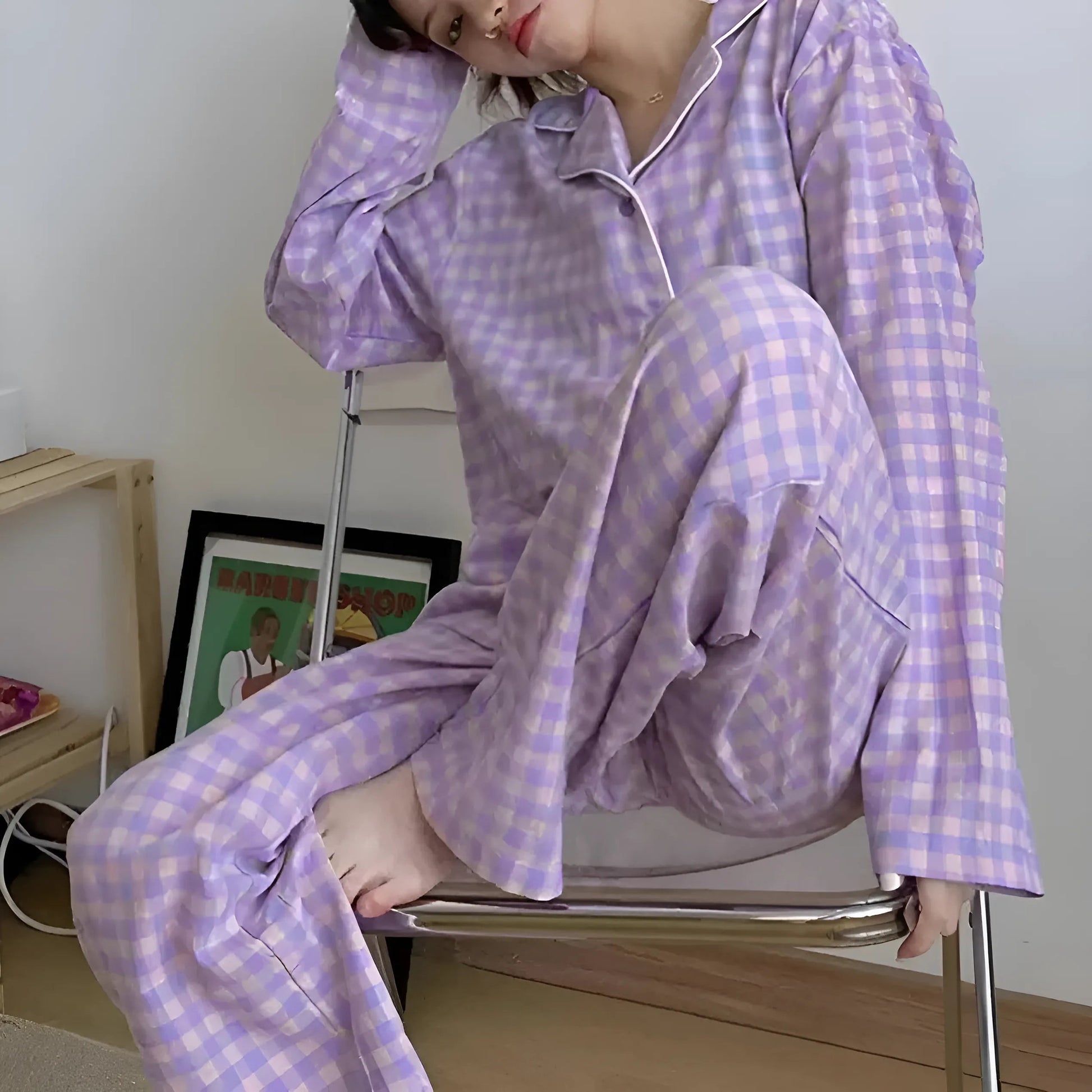 Violet Pyjamas à carreaux pour femmes