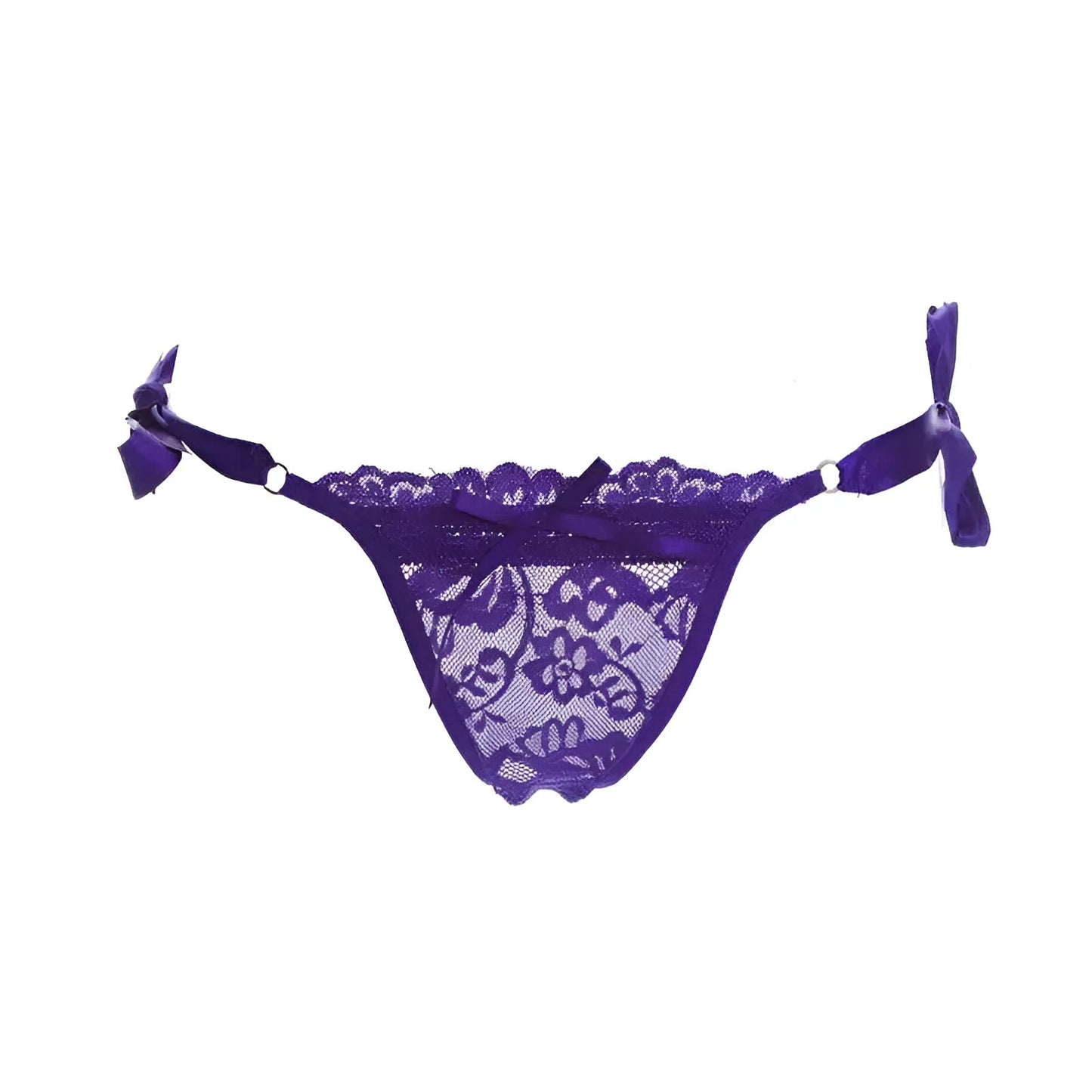 Violet String en dentelle avec liens à la taille